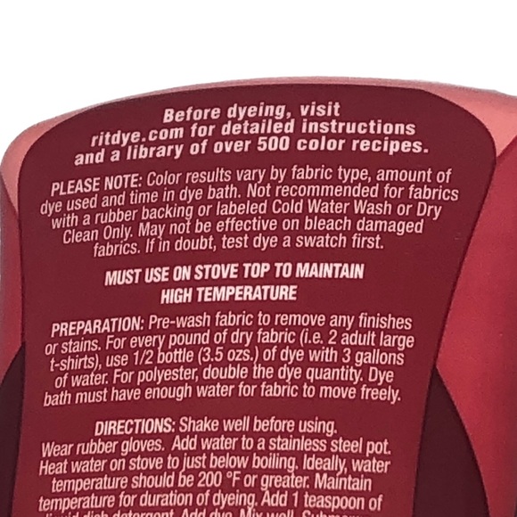 Rit DyeMore Synthetic Fiber Dye Racing Red 7.0 Fl Oz 207 mL Craft 🎨 - Picture 4 of 6